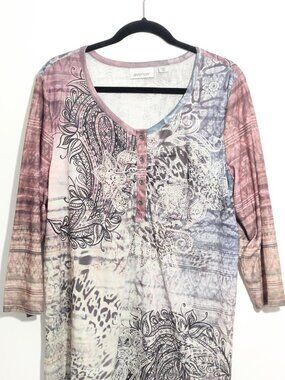 Vintage Y2K Avenue Paisley Rhinestone Boho Plus Size Top 18/20